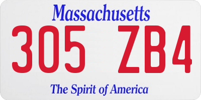 MA license plate 305ZB4