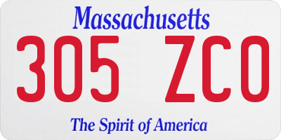 MA license plate 305ZC0