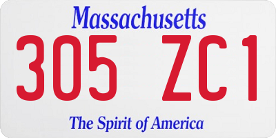MA license plate 305ZC1