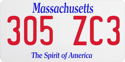 MA license plate 305ZC3