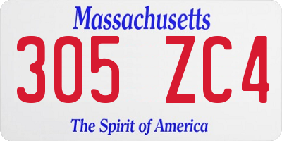 MA license plate 305ZC4