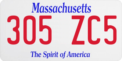 MA license plate 305ZC5