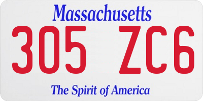 MA license plate 305ZC6