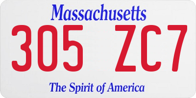 MA license plate 305ZC7