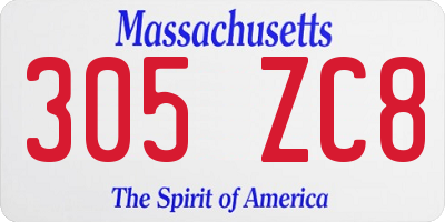 MA license plate 305ZC8