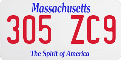 MA license plate 305ZC9