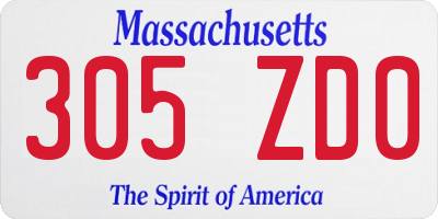 MA license plate 305ZD0