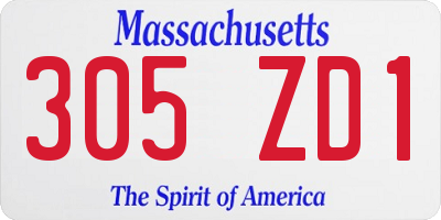MA license plate 305ZD1