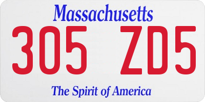 MA license plate 305ZD5