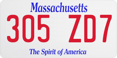 MA license plate 305ZD7