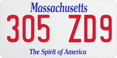 MA license plate 305ZD9