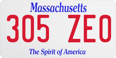 MA license plate 305ZE0