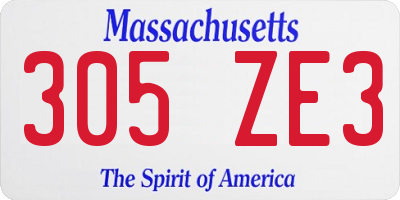 MA license plate 305ZE3