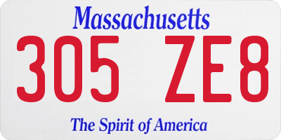 MA license plate 305ZE8