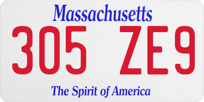 MA license plate 305ZE9