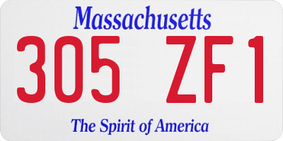 MA license plate 305ZF1