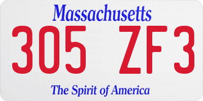 MA license plate 305ZF3