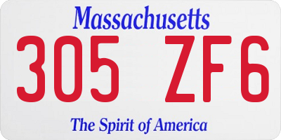 MA license plate 305ZF6
