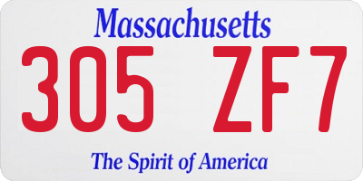 MA license plate 305ZF7