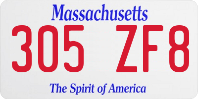 MA license plate 305ZF8