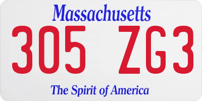 MA license plate 305ZG3