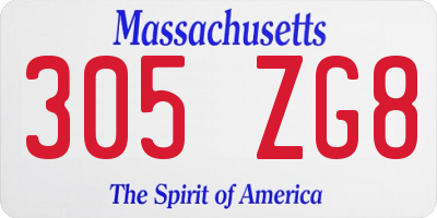 MA license plate 305ZG8