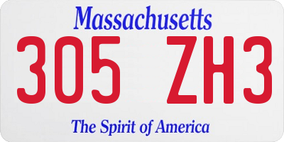 MA license plate 305ZH3