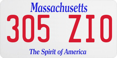 MA license plate 305ZI0