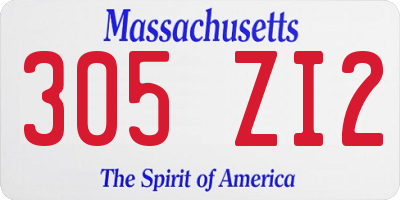 MA license plate 305ZI2