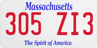 MA license plate 305ZI3