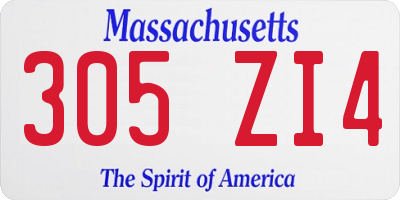 MA license plate 305ZI4