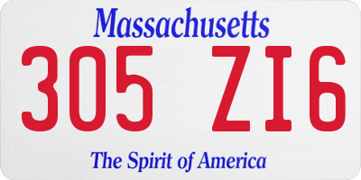 MA license plate 305ZI6