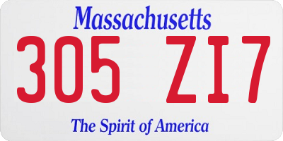 MA license plate 305ZI7