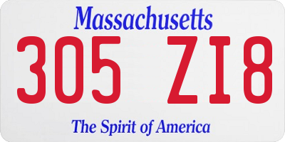 MA license plate 305ZI8