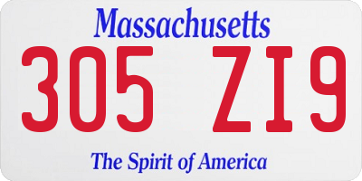 MA license plate 305ZI9
