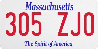 MA license plate 305ZJ0