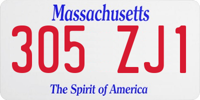 MA license plate 305ZJ1