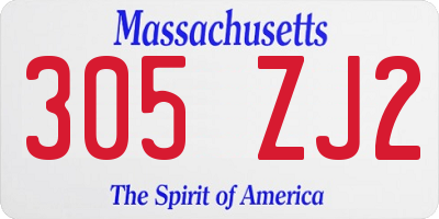 MA license plate 305ZJ2