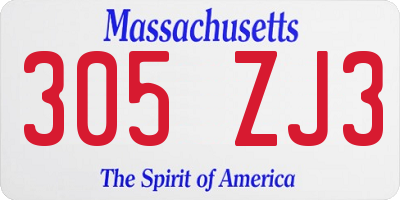 MA license plate 305ZJ3