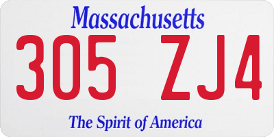 MA license plate 305ZJ4