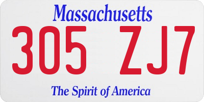 MA license plate 305ZJ7