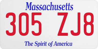 MA license plate 305ZJ8