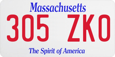 MA license plate 305ZK0