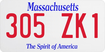 MA license plate 305ZK1