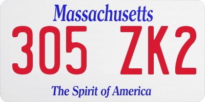 MA license plate 305ZK2