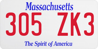 MA license plate 305ZK3
