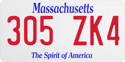 MA license plate 305ZK4