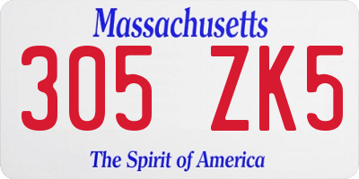 MA license plate 305ZK5