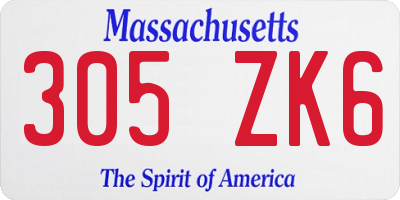 MA license plate 305ZK6