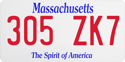 MA license plate 305ZK7